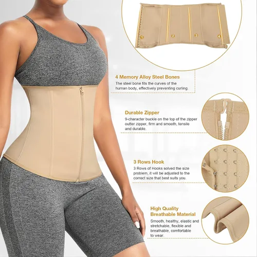 Vista 4 de Entrenador de cintura de látex para mujer, faja transpirable, faja moldeadora de cintura para entrenamiento, reloj de arena