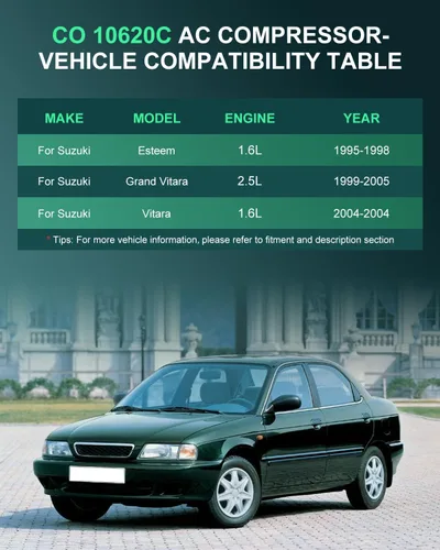 Vista 2 de SCITOO Compresor de CA para automóviles para 1995-1998 apto para Suzuki Esteem 1.6L