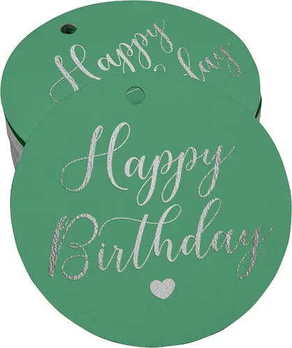 Vista 41 de Etiqueta de papel para colgar con texto en inglés «Happy Birthday» (50 unidades)