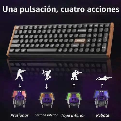 Vista 7 de Keychron K4 HE - Teclado mecánico inalámbrico compacto 96% con efecto Hall con teclado numérico, interruptor magnético, activación rápida, RGB