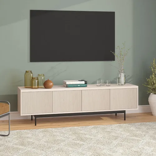Vista 7 de Henn&Hart Whitman, soporte rectangular para TV de 70 pulgadas, color blanco aliso