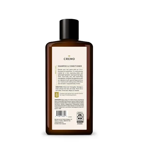Vista 7 de Cremo Champú y acondicionador 2 en 1 de bergamota italiana para hombres, notas de bergamota italiana, flor de neroli y vetiver fresco, 16 onzas