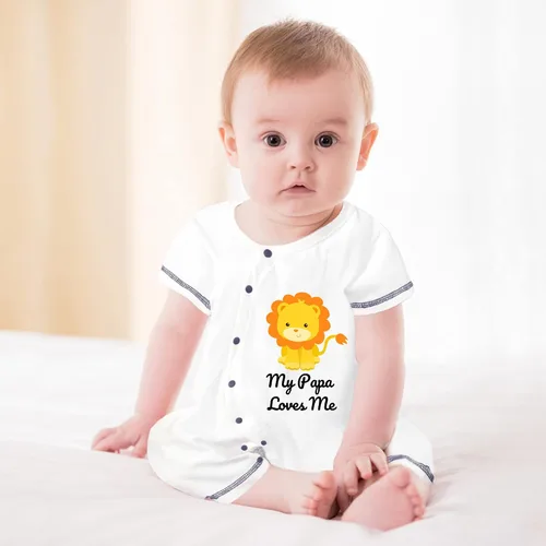 Vista 4 de Trajes de algodón para recién nacido, ropa de bebé niño lindo león, unisex, divertido bebé niña bebé 0-24 meses, Azul