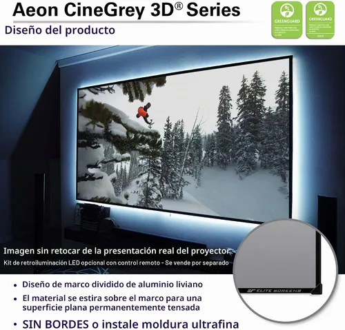 Vista 9 de Elite Screens Aeon CineGrey 3D 110" Pantalla de proyección de marco fijo
