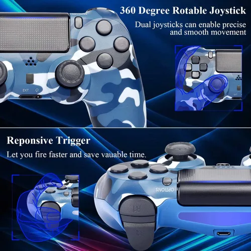Vista 2 de YU33 Remote for PS4 Controller, Wireless Gamepad Work for Playstation 4 Controllers, Game Control for PS4 Controller Pro with Joystick, Pa4