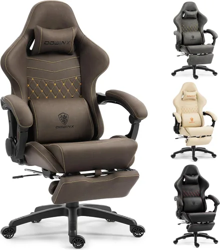 Vista 10 de Dowinx Silla de Juego Grande y Alta, Sillas de Videojuego con Reposapiés, Sillas de Juego de PC para Adultos - Silla Gamer Ergonómica Reclinable