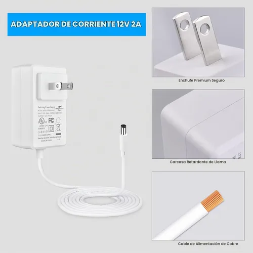 Vista 6 de iNextStation 12V 3A Fuente de adaptador de corriente AC100-240V para tiras de luces LED Blanco