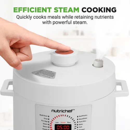 Vista 6 de NutriChef Olla a Presión Eléctrica de 6 Cuartos Olla a Presión Digital de Mostrador de 12 Funciones Tiempo y Temperatura Ajustables Función