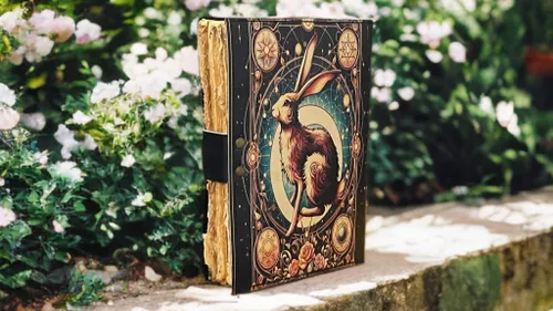 Vista 3 de The Easter Rabbit Grimoire – Handmade Leather Journal, Blank Spell Book of Shadows, Vintage Junk Journal, Gothic Notebook, 200 Deckle Edge Pages