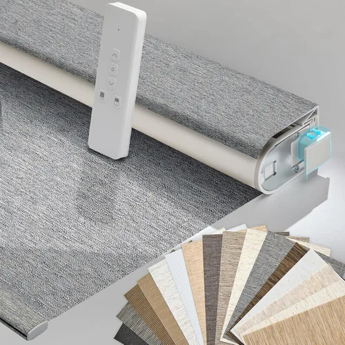 Vista 14 de Persianas motorizadas inteligentes Persilux con control remoto, sin necesidad de perforación, persianas enrollables automáticas para ventanas