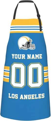 Vista 37 de Delantales personalizados del estilo del fútbol, delantal personalizado de la cocina del nombre y del número, delantales impermeables modificados