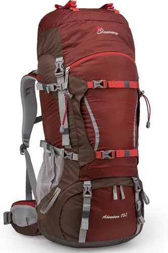 Vista 11 de MOUNTAINTOP 70L - Mochila con marco interno para camping, senderismo, mochila para hombres y mujeres con cubierta de lluvia Negro-70L