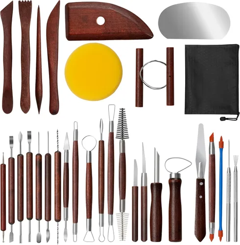 Vista 8 de Kit de herramientas de arcilla Amrules, 27 piezas de herramientas de cerámica, práctico kit de herramientas de escultura de arcilla polimérica, set