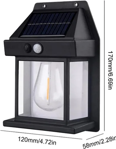 Vista 8 de Paquete de 2 apliques de pared alimentados por energía solar de 6.8 pulgadas de alto, sensor de movimiento del atardecer al amanecer, 3 modos