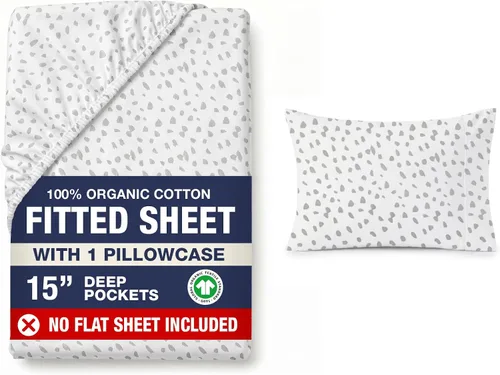 Vista 58 de LANE LINEN - Sábana bajera tamaño individual 100% algodón orgánico y 1 funda de almohada, tejido de percal suave, transpirable, apta para colchones