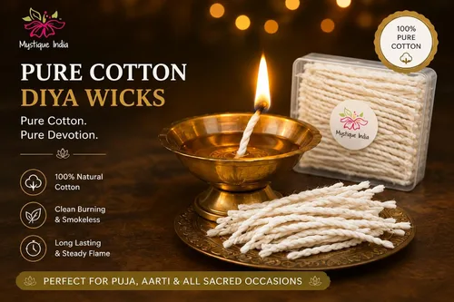 Vista 2 de Largo algodón trenzado mechas Diya Bati Puja religioso Jyot Akhand lámpara de aceite Diwali Iluminación 500 pc (Largo)