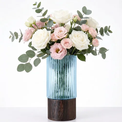 Vista 13 de Jarrón de vidrio ámbar, florero de cristal, jarrón de vidrio acanalado, moderno jarrón para flores, jarrón alto de vidrio para sala de estar, mesa