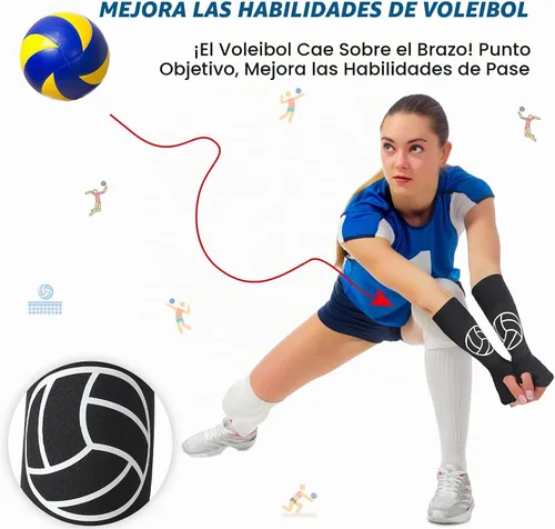 Vista 4 de Minatee Mangas de brazo de voleibol Mangas de antebrazo de pase y golpe con almohadillas de protección y agujero para el pulgar