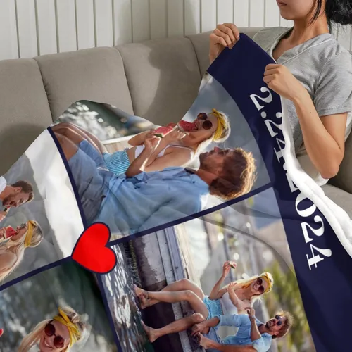 Vista 3 de Artsadd Manta personalizada con collage de texto fotográfico, manta de fotos personalizada para hombres, mujeres, él o ella, manta personalizada