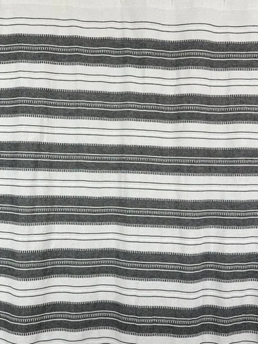 Vista 4 de Serafina Home Cortina de ducha de tela blanca y negra a rayas náuticas: hotel de lujo 100% algodón con tejido decorativo detallado para baño 70 "x