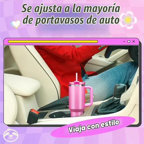 Vista 6 de Hey, Stan Vaso de 40 onzas con asa y popote Botella de agua reutilizable de acero inoxidable con aislamiento térmico Taza de viaje apta