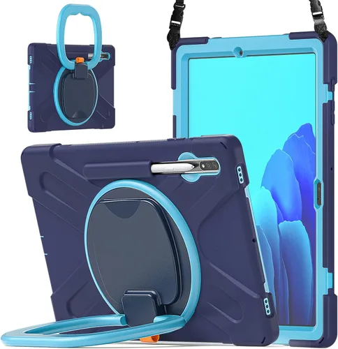 Vista 127 de 360 Rotation Case for Galaxy Tab ActivePro/Tab Active4 Pro/Active 5 Pro 10.1" Sturdy Cover Rotate Ring Stand Shoulder Carrying Strap Hand Strap