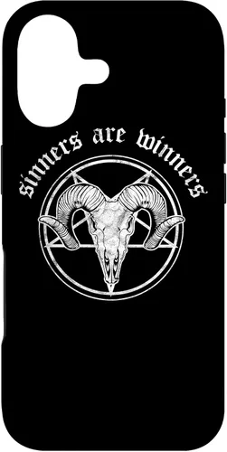 Vista 32 de Funda para iPhone 14 Occult Baphomet Tarot Card Satanic Devil Sinners are Winners