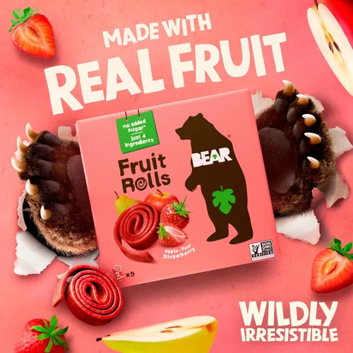 Vista 4 de BEAR Rollos de fruta real, paquete variado, 16 unidades (2 rollos por paquete)