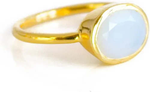 Vista 128 de Oval Birthstone Ring Bezel Set in Vermeil Gold, Sterling Silver, or Rose Gold, Stacking Birthstone Ring [rOMB]