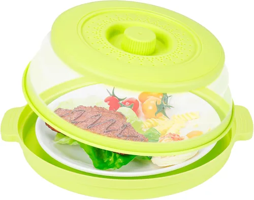 Vista 13 de Funda de alimentos para microondas de 10.7 pulgadas con alfombrilla aislante de calor, cubierta plegable antisalpicaduras de microondas