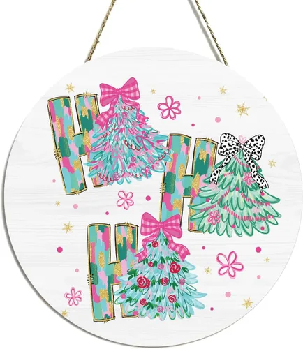 Vista 12 de Decoración de gnomos de Navidad para interiores, decoraciones de Navidad azules, muñeco de nieve, copo de nieve, rústico, granja, madera, placa