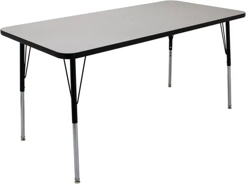 Vista 22 de FDP - Mesa rectangular para actividades escolares y de oficina (24 x 48 pulgadas), patas estándar con deslizadores giratorios, altura ajustable