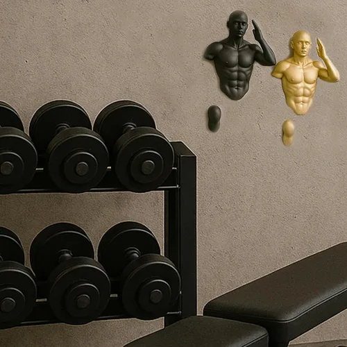 Vista 7 de Corredores de pared, estatuas de atleta, juego de 2 esculturas altas para hombres y mujeres, escultura artística de escalada para pared, decoración