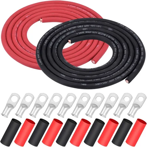 Vista 19 de iGreely Alambre Calibre 6 AWG 20 Pies Negro + 20 Pies Rojo Batería de Soldadura Cable Ultra Flexible de Cobre Puro + 5 pzs de Conectores de Terminal