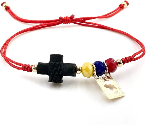 Vista 4 de Pulsera ajustable tejida a mano del orgullo venezolano en colores de la bandera nacional para mujer