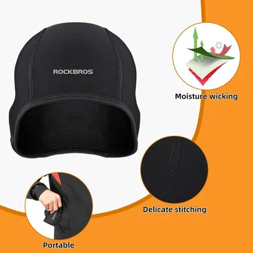 Vista 6 de ROCKBROS Gorro de invierno para hombre, resistente al viento, cálido, forro polar, para senderismo, esquí, montar