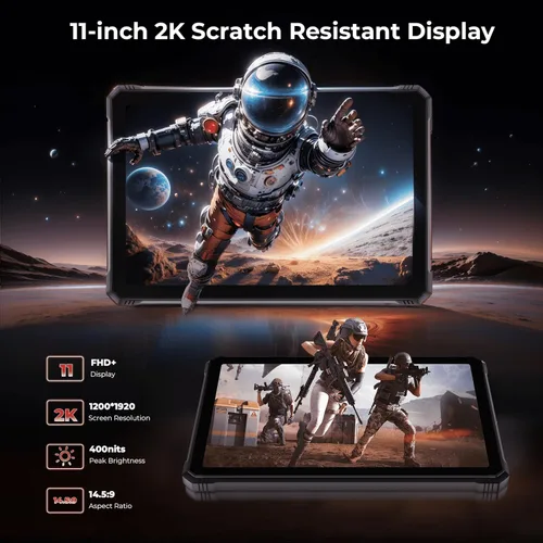 Vista 3 de HOTWAV R9 Plus Tablet resistente, 11 pulgadas 2K FHD+ Tabletas impermeables 24GB + 512GB/TF 2TB Android 14 Tablet, batería 20080mAh, 64MP+16MP