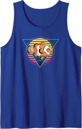 Vista 13 de Clown Fish Futuristic Synthwave Vaporwave Aquarium Clown Tank Top Negro
