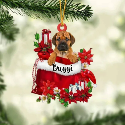 Vista 153 de Perro Akita Inu personalizado en bolsa de regalo, adorno de Navidad, nombre personalizado, regalo para amantes de los perros, familia, Navidad
