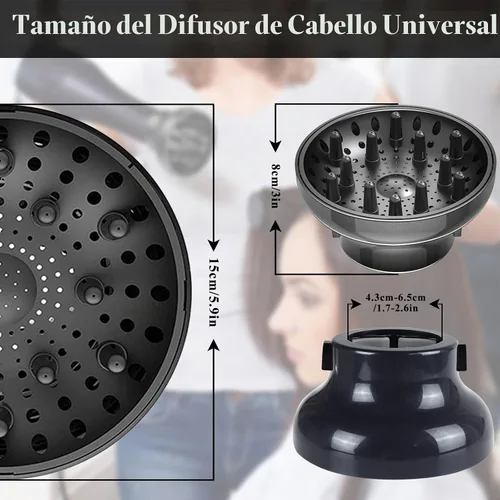 Vista 3 de Accesorio Difusor de Secador de Pelo Universal Ajustable Profesional Herramienta de Salón para Cabello Rizado Se Ajusta a la Mayoría de Secadores