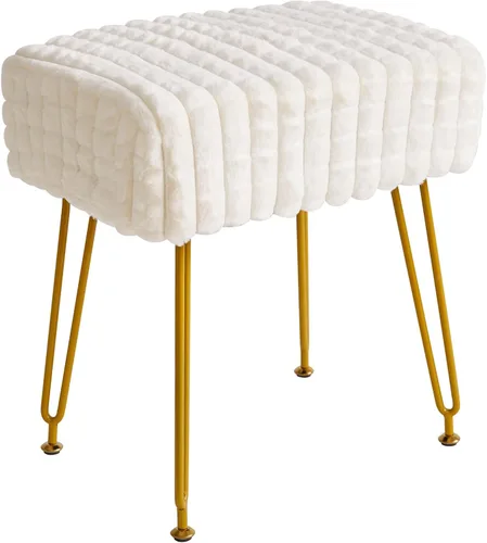 Vista 17 de IBUYKE Taburete Rectángulo con Reposapiés Otomano, Taburete de Tocador de Maquillaje, Mesa Auxiliar, Asiento de Tocador de Terciopelo, Silla