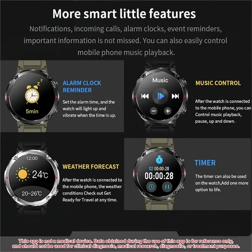Vista 8 de Reloj inteligente (respuesta/haz llamadas) para hombres, reloj inteligente redondo de pantalla grande de 1.6 pulgadas para iPhone Android