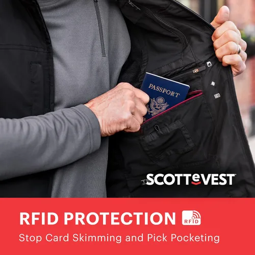 Vista 4 de Chaleco RFID de viaje, para hombre, con 26 bolsillos, de SCOTTeVEST