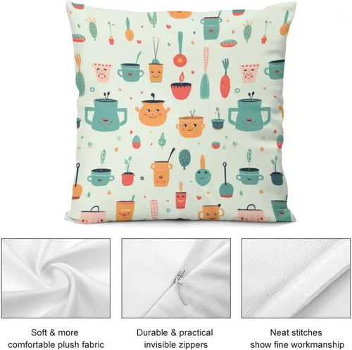 Vista 6 de Bonita olla de cocina y utensilios de cocina, funda de cojín cuadrada de 18 x 18 pulgadas para niñas, mujeres, mamá, esposa, hija, cojines