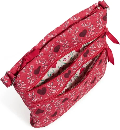 Vista 4 de Bolso cruzado hipster de algodón con triple cremallera para mujer