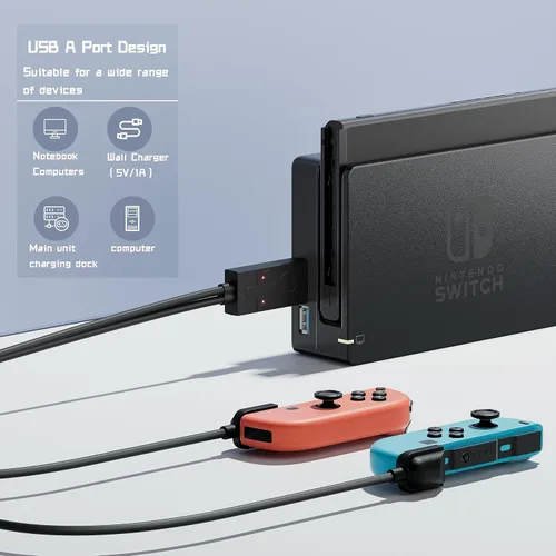 Vista 3 de Switch Controller Charging Dock Compatible with Nintendo Switch & OLED Model Joy Con with LED Indicationfor Nintendo Switch Joy Con