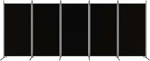 Vista 6 de vidaXL Divisor de habitación de 5 paneles de tela negra, versátil, duradero, plegable, de gran tamaño para uso doméstico u oficina