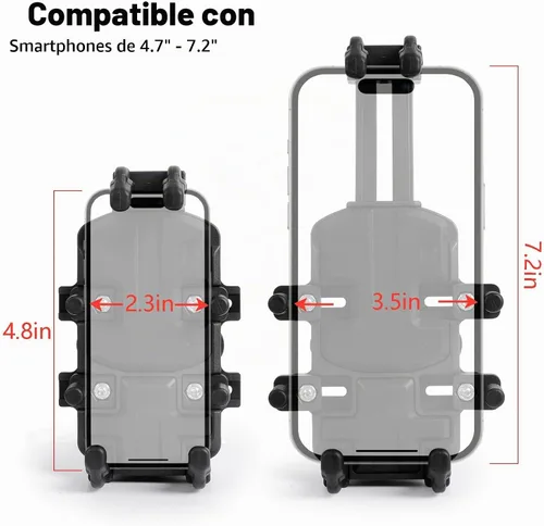 Vista 7 de Soporte de teléfono para motocicleta con amortiguador de vibraciones, impermeable, resistente al sol, base de montaje de manillar de aleación