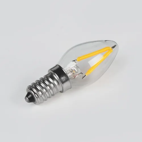 Vista 3 de Bombilla de luz nocturna C7 de filamento LED de 2 W, 2700 K, blanco cálido, 200 lm, lámpara base de candelabro E12 C7 con forma de mini torpedo