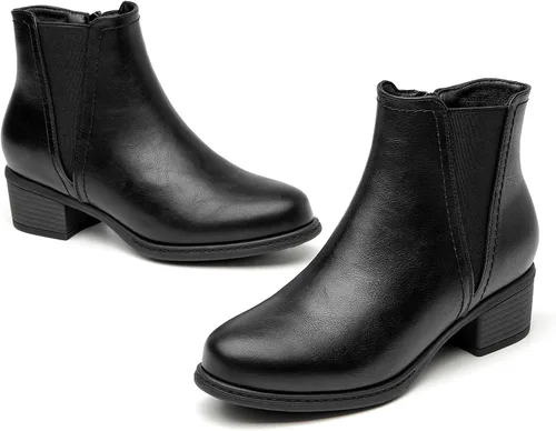 Vista 5 de VJH confort Botines Chelsea elásticos y gruesos de tacón bajo con cremallera para mujer